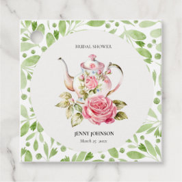 Elegantes Rosa Grüne Blume Brautparty Geschenkanhänger