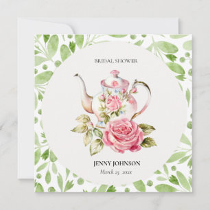 Elegantes Rosa Grüne Blume Brautparty Save The Date
