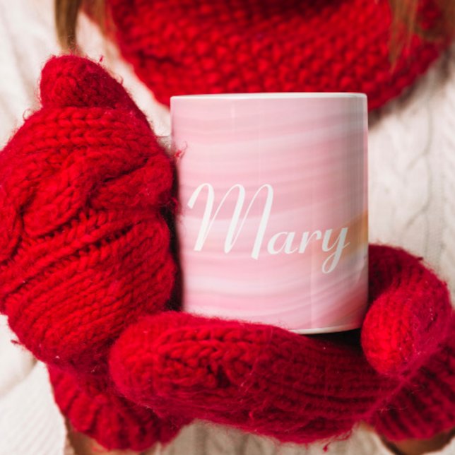 Elegantes rosa grünes Acrylmarbor, benutzerdefinie Kaffeetasse (Von Creator hochgeladen)