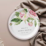 Elegantes rosa grünes Brautparty Pappteller<br><div class="desc">Wenn Sie weitere Anpassungen benötigen,  schreiben Sie mir bitte an yellowfebstudio@gmail.com.</div>
