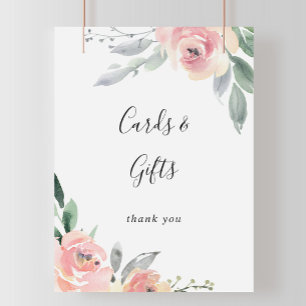 Elegantes Rosa-Hauch-Blumenkarten- und Geschenke-S Poster