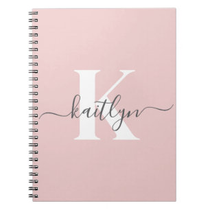 Elegantes Rosa-Hauch-Grau-Script-Monogramm Notizblock