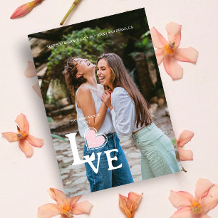 Elegantes rosa Herz Foto Extravagante Liebe Hochze Save The Date