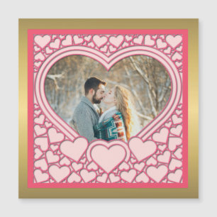 Elegantes rosa Herz Frohen Valentinstag Stylisch Magnetkarte