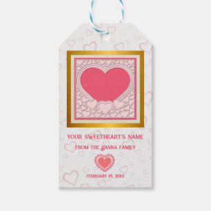 Elegantes rosa Herz Frohes Valentinstag Stylisch Geschenkanhänger
