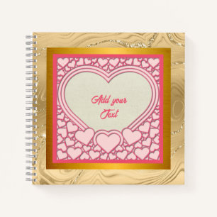 Elegantes rosa Herz Frohes Valentinstag Stylisch Notizbuch