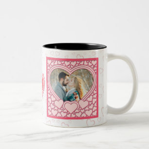 Elegantes rosa Herz Frohes Valentinstag Stylisch Zweifarbige Tasse