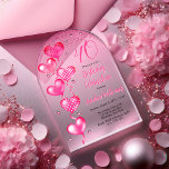 Elegantes Rosa Herzblasen 40. Geburtstag Party Acryleinladungen<br><div class="desc">Eleganter Imitat Glitzer und gemusterte rosa Ballons mit rosa Band-Saiten und rosa Akzent Stars "40" 40. Geburtstag Party Feier Einladung.</div>