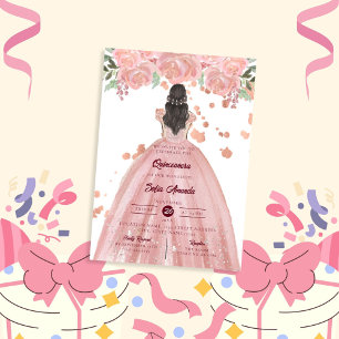 Elegantes Rosa-Hochzeits-Blush-Quinceañera-Prinzes Einladung