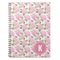 Elegantes rosa Hydragea-Blume Muster Monogramm