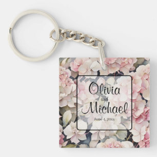 Elegantes, rosa Hydrangeas in Aquarellfarben Schlüsselanhänger