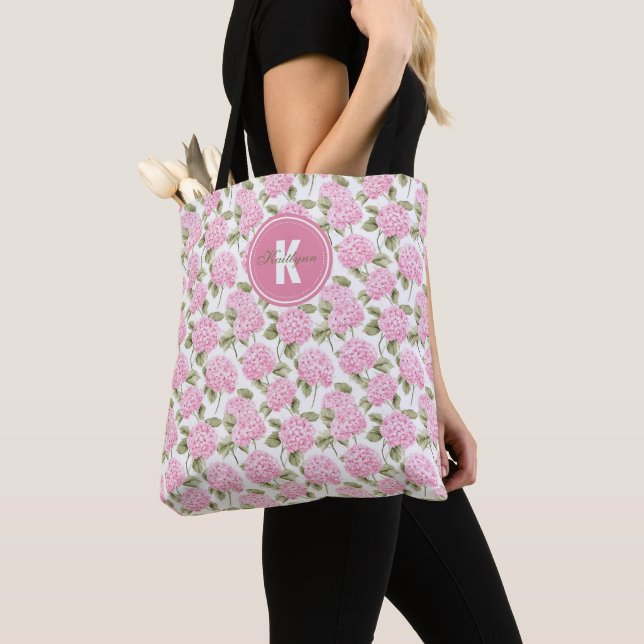 Elegantes rosa Hydrangeen-Blumenmuster-Monogramm (Von Nahem)