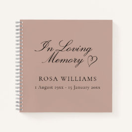 Elegantes Rosa im Gästebuch zur Gedächtnisbeerdigu Notizbuch