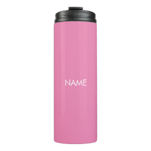 Elegantes rosa individuelle Name-Text-Monogramm mo Thermosbecher