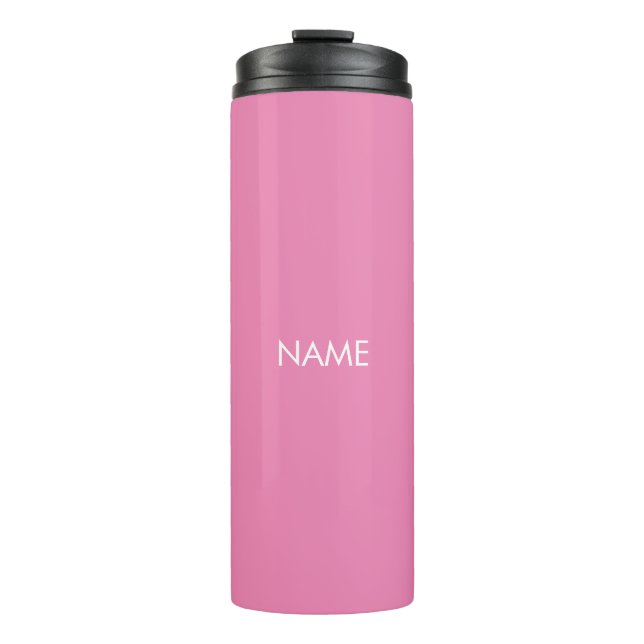 Elegantes rosa individuelle Name-Text-Monogramm mo Thermosbecher (Vorderseite)
