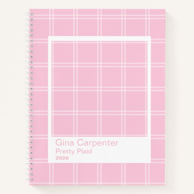 Elegantes rosa Karo Transparentrahmen Notizbuch (Vorderseite)