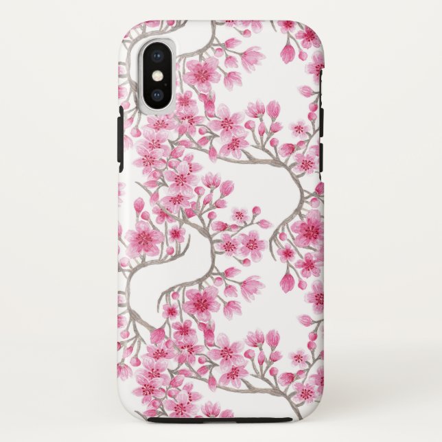 Elegantes rosa Kirschblossom Wasserfarben Case-Mate iPhone Hülle (Rückseite)
