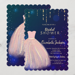 Elegantes rosa Kleid,blaue Bridal Shower Einladung