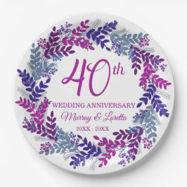 Elegantes rosa Kraut 40-jähriges Party Pappteller