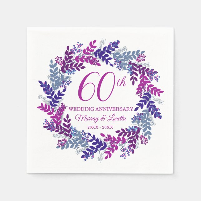 Elegantes Rosa Kraut 60-jähriges Party Napkins Serviette (Vorderseite)