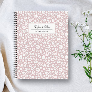 Elegantes rosa Leoparden-Skin-Muster Monogramm Notizbuch
