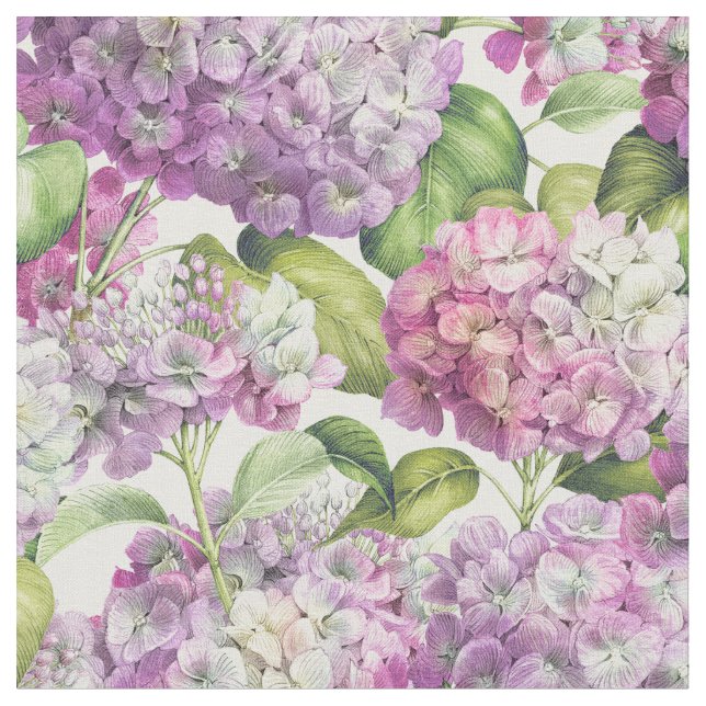 Elegantes rosa Lila Hydrangea-Blumenmuster Stoff (Nahaufnahme)