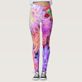 Elegantes Rosa Lila Orange Blume Bouquet| Leggings