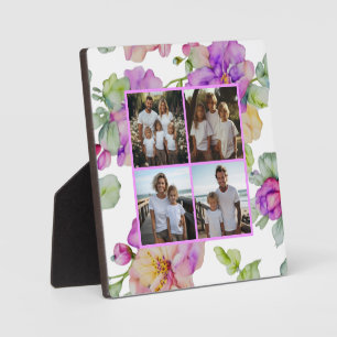 Elegantes rosa lila Salbei Aquarellblumen Foto Fotoplatte