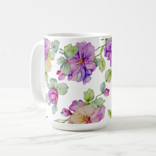 Elegantes rosa lila Wasserfarben-Blumenmuster Kaffeetasse