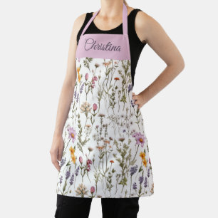 Elegantes Rosa-Lila-Wildblumenmuster mit individue Schürze