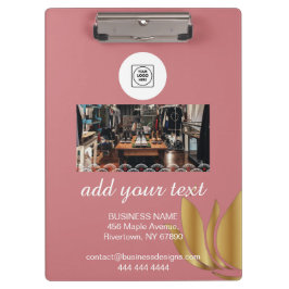 Elegantes rosa Logo benutzerdefinierter Text Klemm Klemmbrett