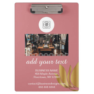 Elegantes rosa Logo benutzerdefinierter Text Klemm Klemmbrett