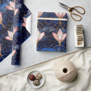 Elegantes rosa Lotus-Imitate Gestaltete Glasmuster Geschenkpapier