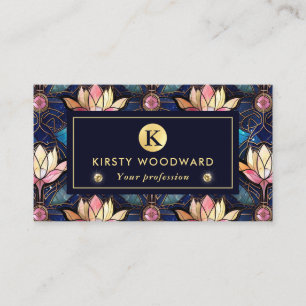 Elegantes rosa Lotus-Kunstglas-Muster Visitenkarte