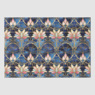 Elegantes rosa Lotus-Unechtes-Buntglas-Muster Seidenpapier