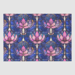 Elegantes rosa Lotus-Unechtes-Buntglas-Muster Seidenpapier