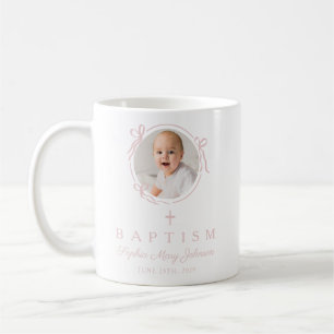 Elegantes rosa Mädchen Foto Taufe Kaffeetasse