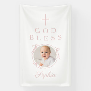 Elegantes rosa Mädchen Gott segne Foto Banner