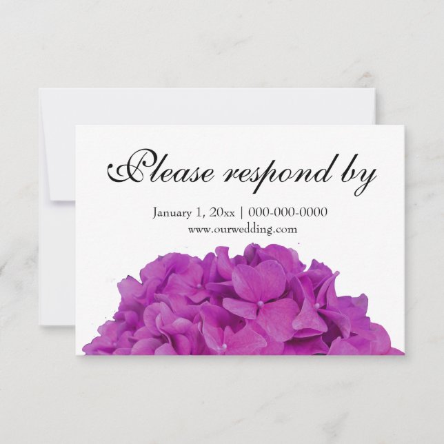 Elegantes rosa Magenta Blumendörfchen Hydrangeas R Save The Date (Vorderseite)