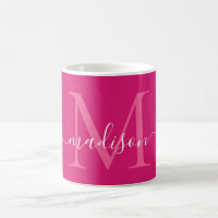 Elegantes rosa Magenta White Monogram Script Stilv