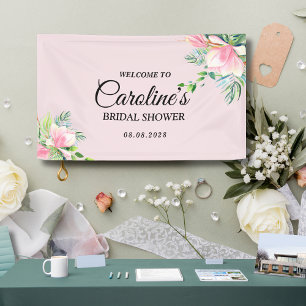 Elegantes rosa Magnolia Brautparty Banner