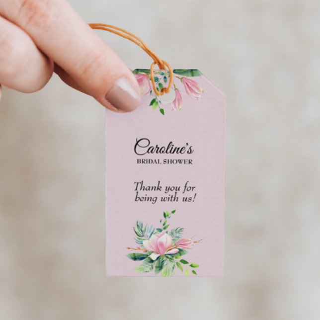 Elegantes rosa Magnolia Brautparty Geschenkanhänger (Von Creator hochgeladen)