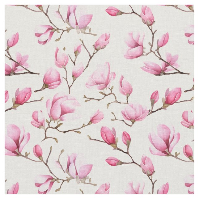 Elegantes rosa Magnolienmuster Stoff (Nahaufnahme)