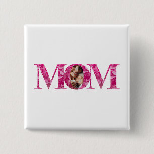 Elegantes rosa MAMA Buchstaben Custom Foto Button