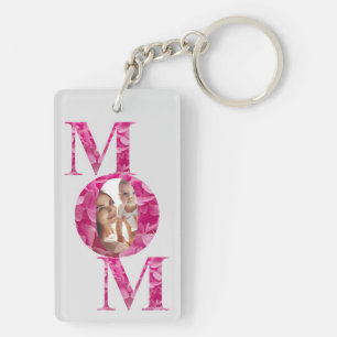 Elegantes rosa MAMA Buchstaben Custom Foto Schlüsselanhänger