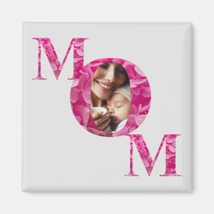 Elegantes Rosa MAMA Buchstaben Foto Custom Magnet