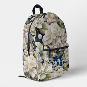 Elegantes Rosa-Marineblau-Monogramm Bedruckter Rucksack