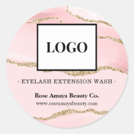 Elegantes Rosa-Marmor-Logo Agate Beauty Lash Runder Aufkleber