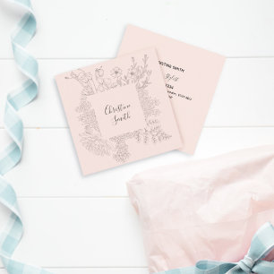 Elegantes Rosa Minimalistisches Frühlingsbläschen Quadratische Visitenkarte