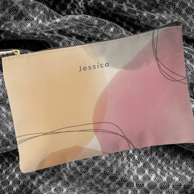 Elegantes Rosa Moderne Abstrakte Kunst Zubehörtasche (Von Creator hochgeladen)